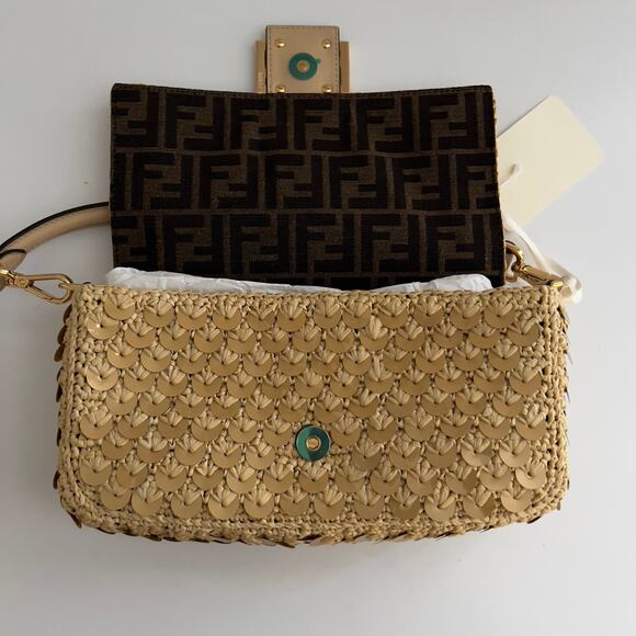 NWT! Fendi Raffia & Sequin Baguette - Picture 8 of 11